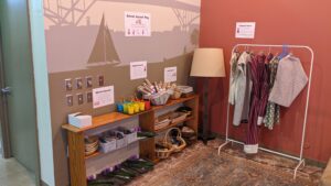 This image shows the set up for the advent play station this church set up to help children engage with the service during advent